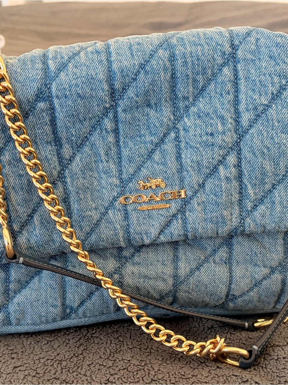 Coach Elodie Quilted Denim Shoulder Bag